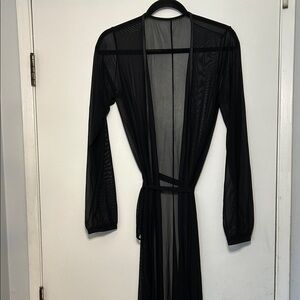 Sheer Black Long Sleeve Full Length Robe Size L